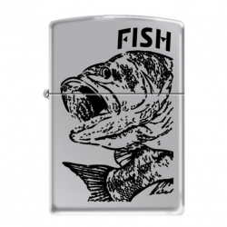 Зажигалка чёрный окунь ZIPPO 250 FISH - BIG MOUTH