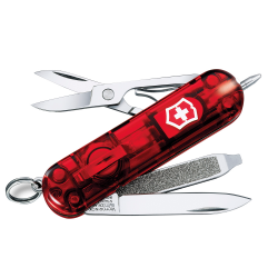 Многофункциональный складной нож-брелок Victorinox Красный прозрачный с фонариком 0.6228.T