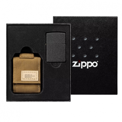 Подарочный набор: зажигалка Black Crackle® и Коричневый нейлоновый чехол ZIPPO 49401 