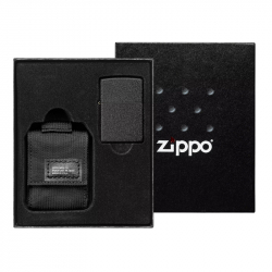 Подарочный набор: зажигалка Black Crackle® и чёрный нейлоновый чехол ZIPPO 49402