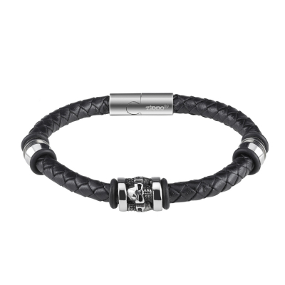 Браслет Three Charms Leather Bracelet 3 с шармами (20 см) ZIPPO 2007172 